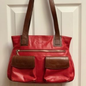 Cleo & Patek Red and Tan Leather Bag